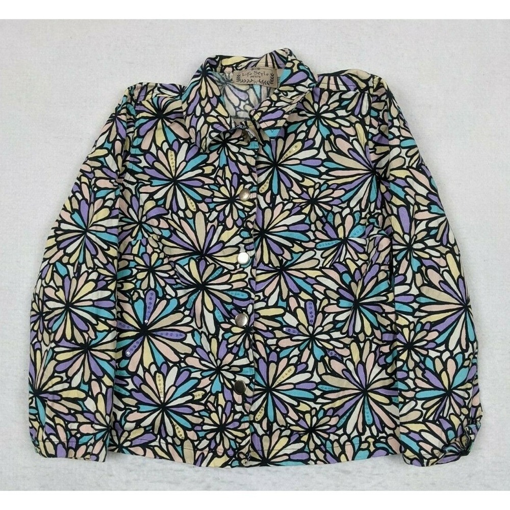 Life Style Womens Floral Print Shirt Jacket Size pl Large‎ Cotton Multicolor